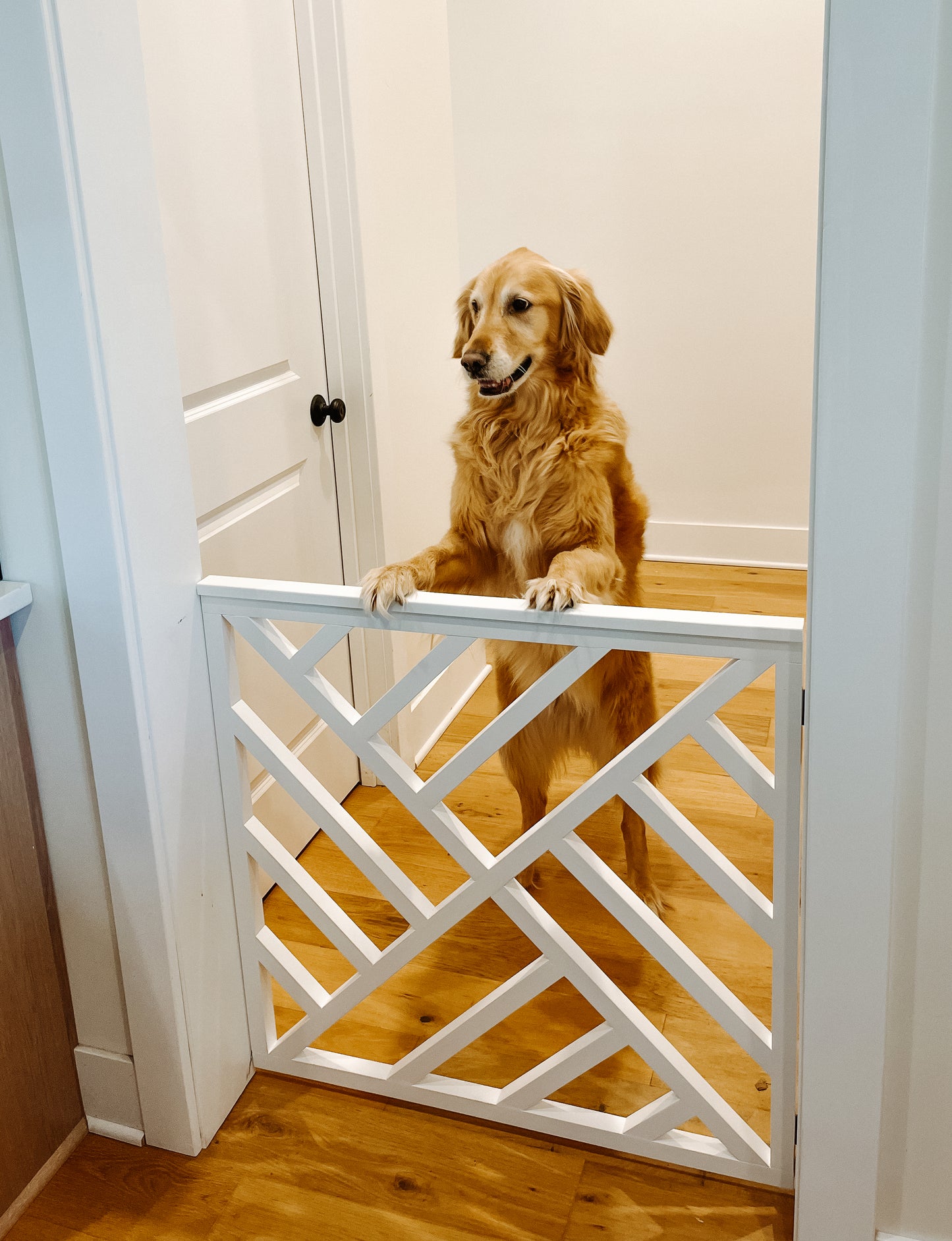 Custom Wooden Geometric Safety Gate – Handmade Baby, Pet & Stair Gate – Choose Size, Style & Color
