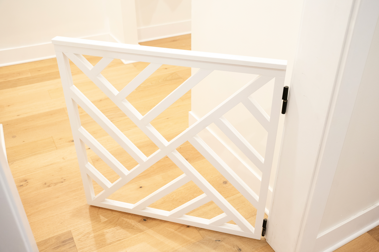 Custom Wooden Geometric Safety Gate – Handmade Baby, Pet & Stair Gate – Choose Size, Style & Color