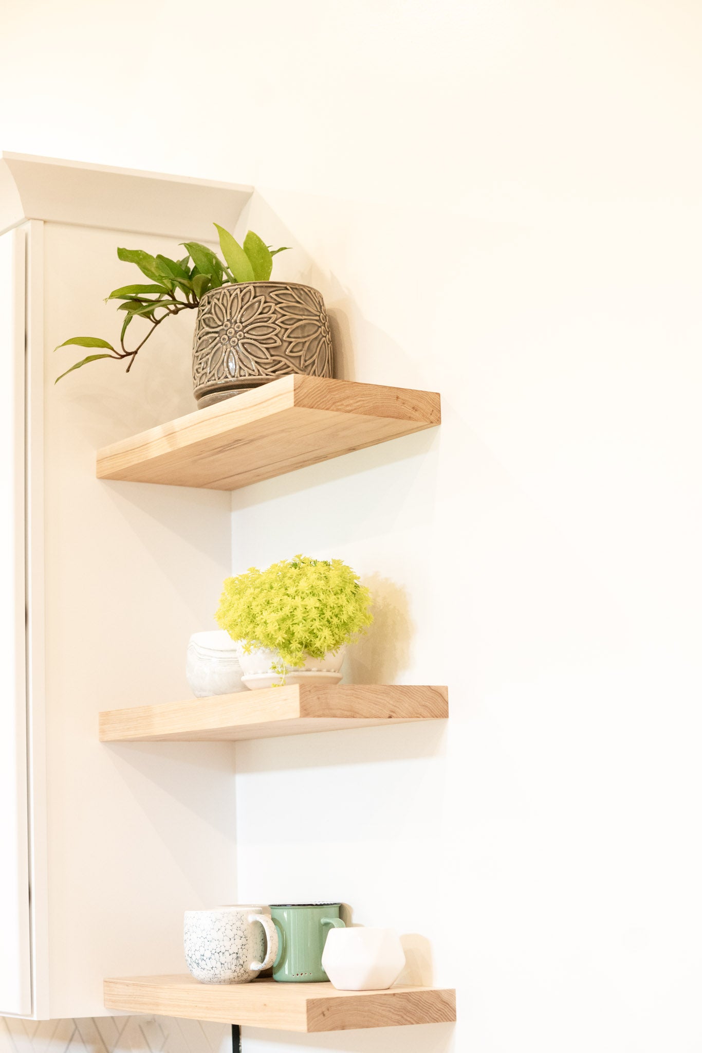 Floating Hickory Wood Shelves – Heavy Duty, Custom, Handmade, Solid Wood