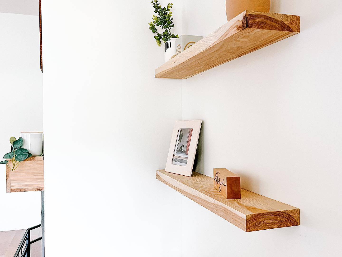 Floating Hickory Wood Shelves – Heavy Duty, Custom, Handmade, Solid Wood