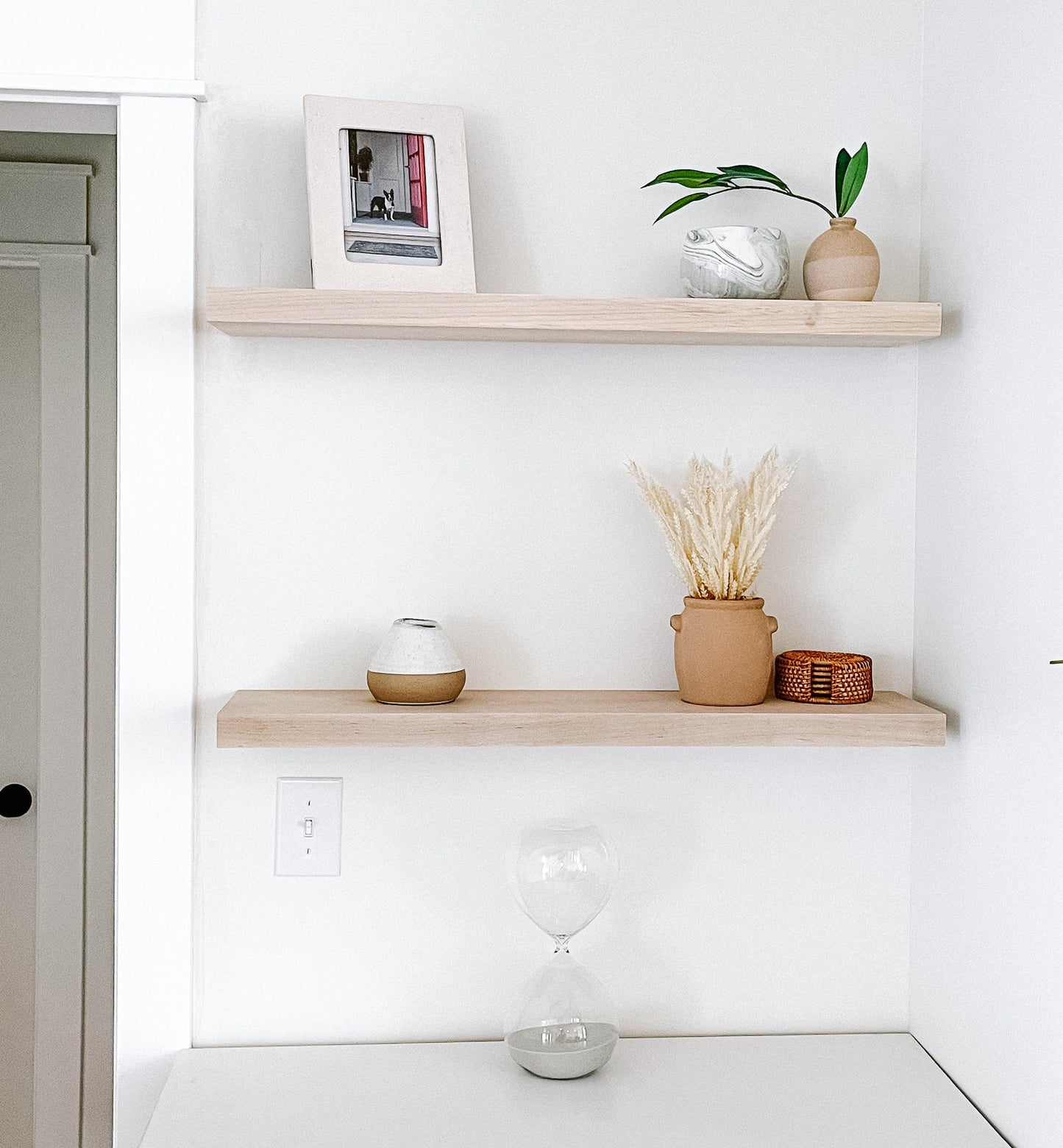 Maple floating shelves