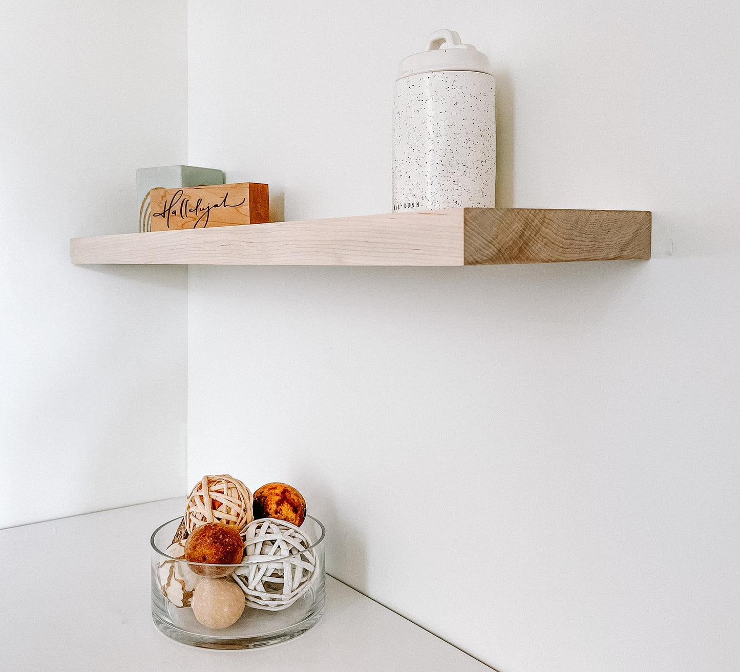 Maple floating shelves