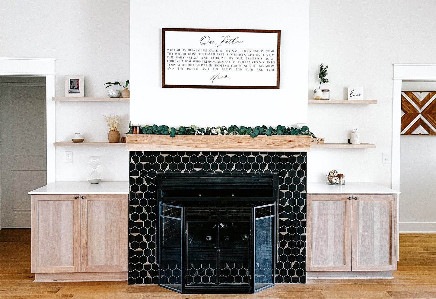 Maple floating shelves