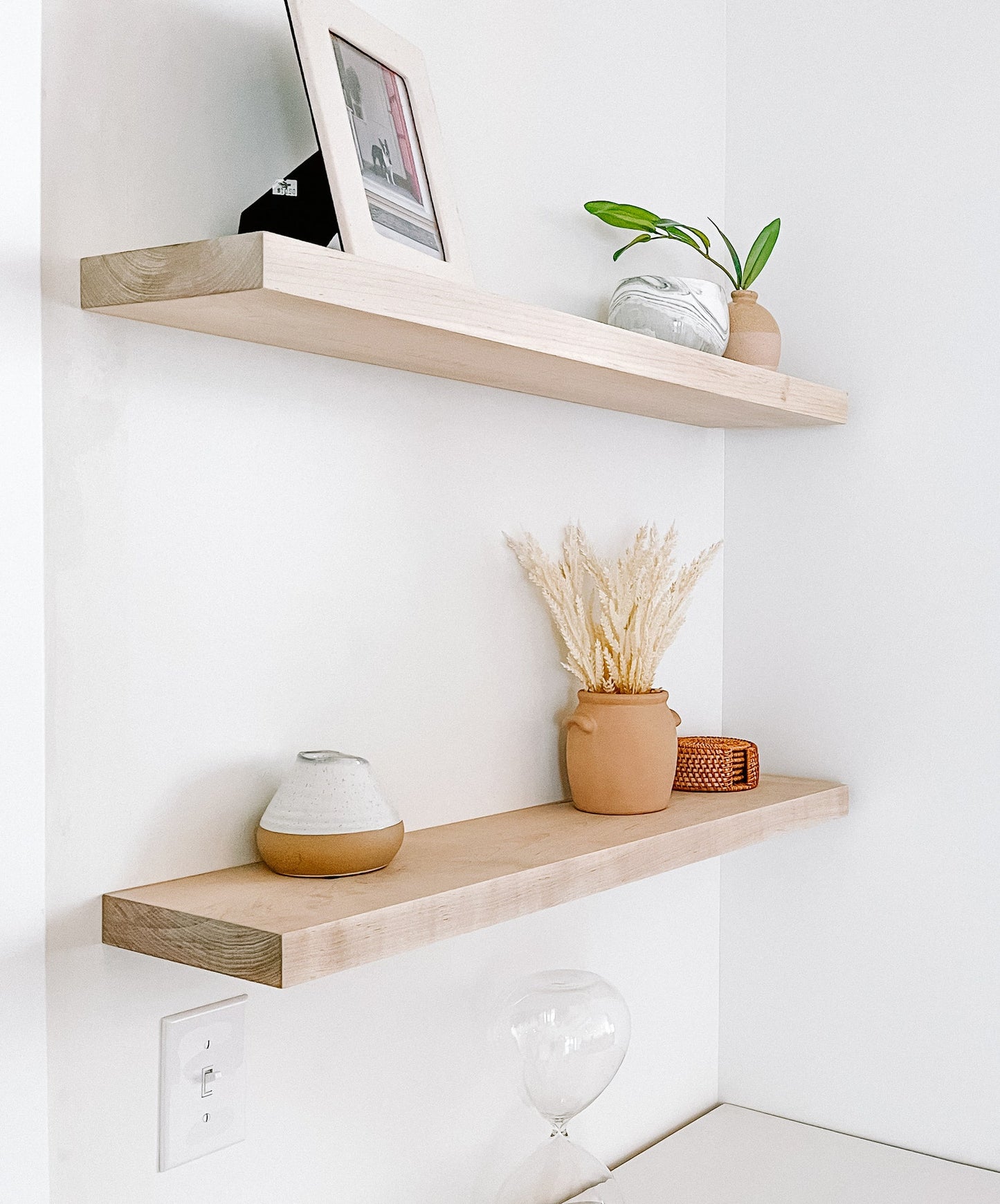 Maple floating shelves
