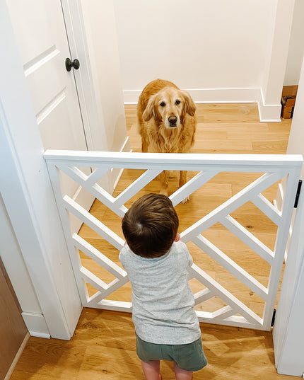 Custom Wooden Geometric Safety Gate – Handmade Baby, Pet & Stair Gate – Choose Size, Style & Color