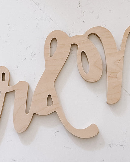 Large wood word cutout