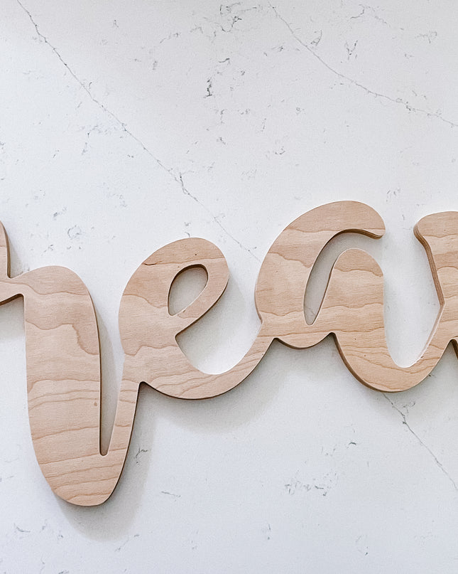 Large wood word cutout