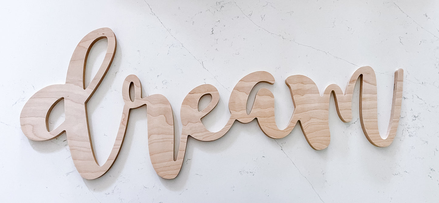 Large wood word cutout