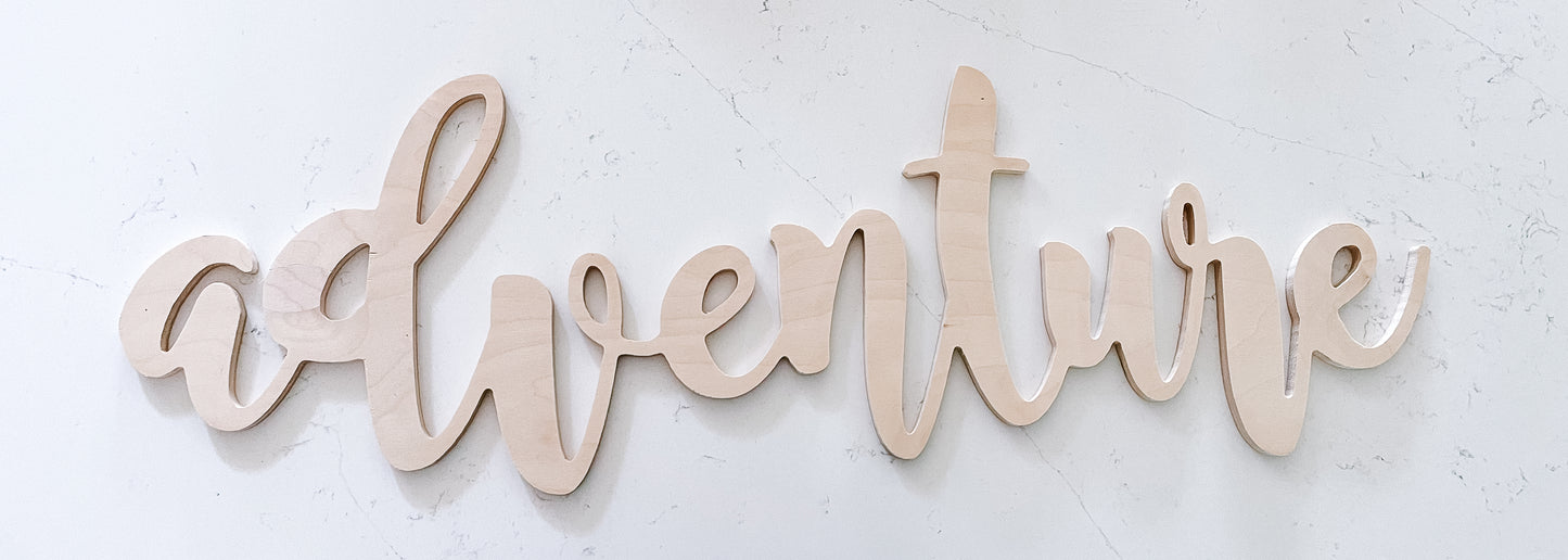 Large wood word cutout