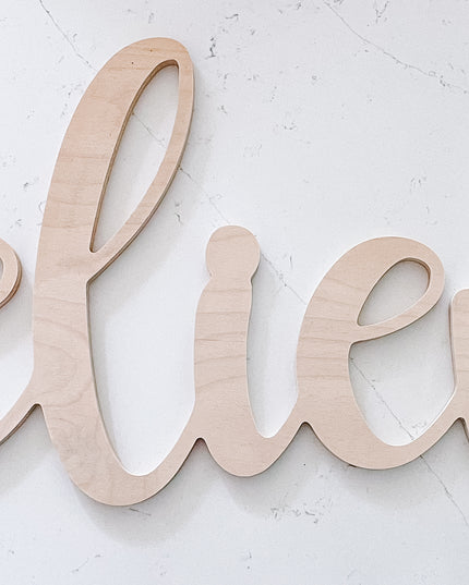 Large wood word cutout