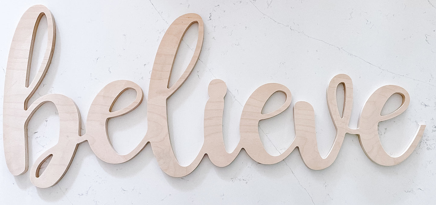 Large wood word cutout