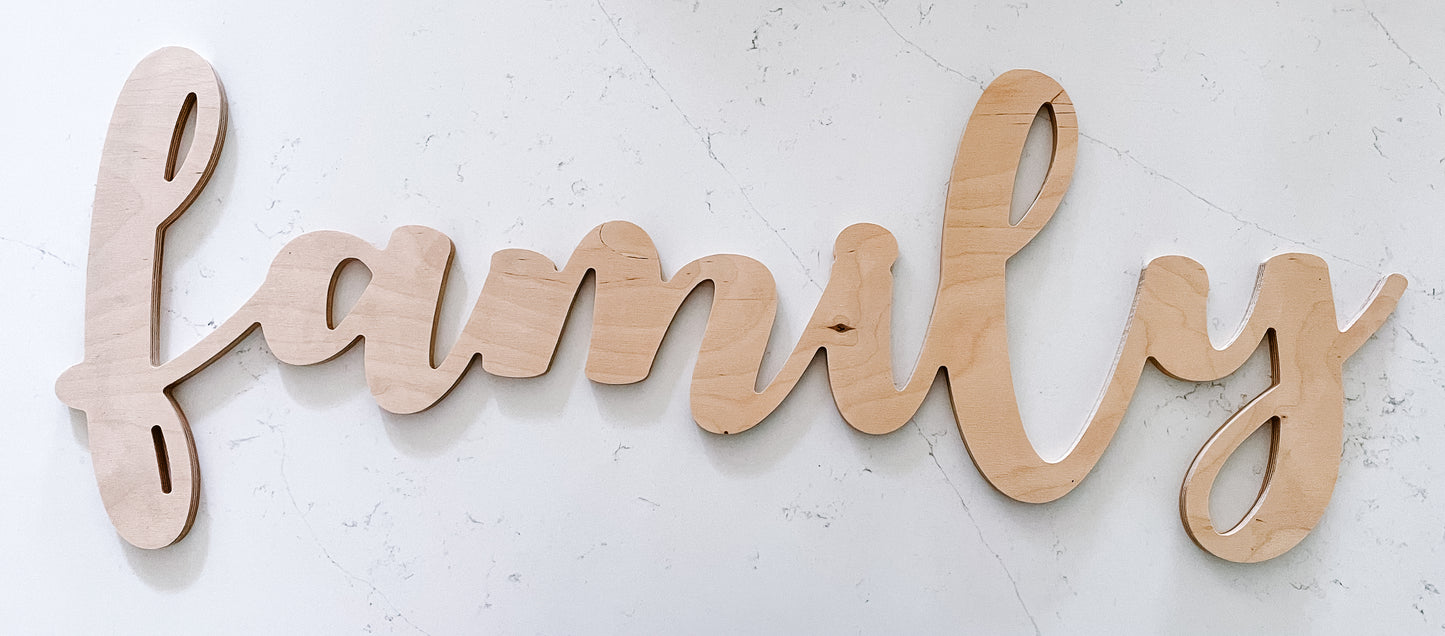 Large wood word cutout