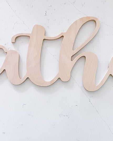 Large wood word cutout