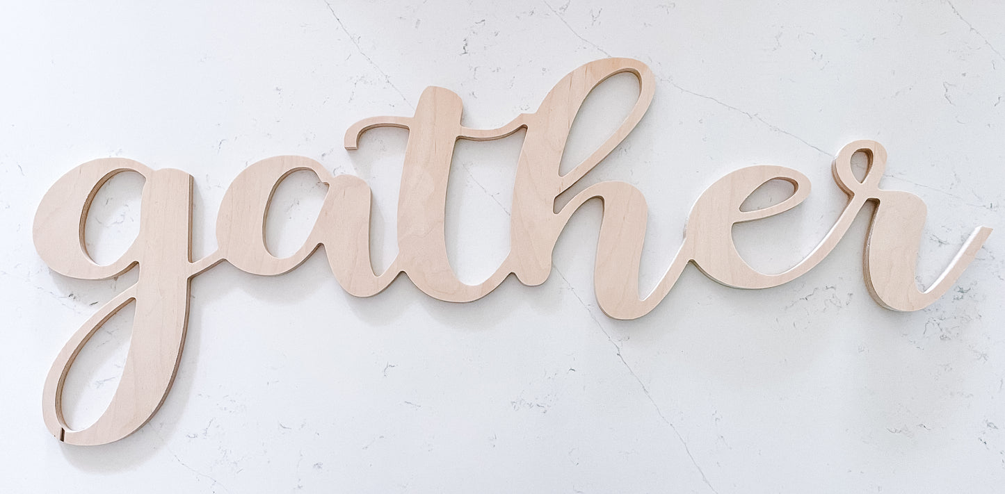 Large wood word cutout