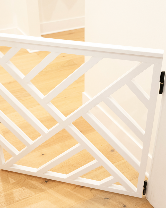Custom Wooden Geometric Safety Gate – Handmade Baby, Pet & Stair Gate – Choose Size, Style & Color