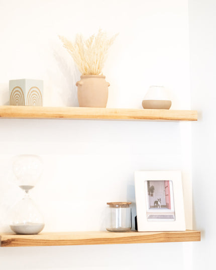 Floating Hickory Wood Shelves – Heavy Duty, Custom, Handmade, Solid Wood