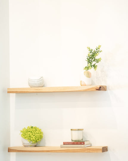 Floating Hickory Wood Shelves – Heavy Duty, Custom, Handmade, Solid Wood