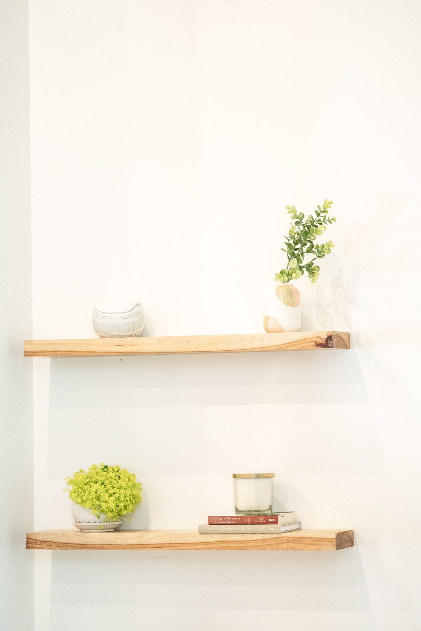 Hickory floating shelves