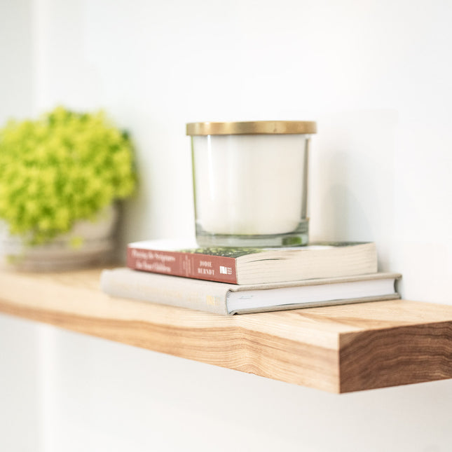 Floating Hickory Wood Shelves – Heavy Duty, Custom, Handmade, Solid Wood