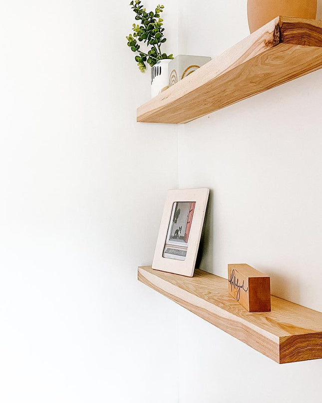 Floating Hickory Wood Shelves – Heavy Duty, Custom, Handmade, Solid Wood