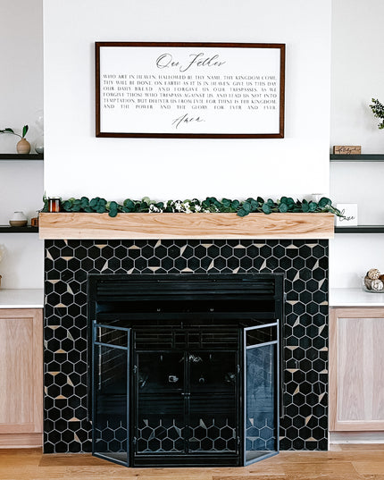 Black solid wood floating shelves