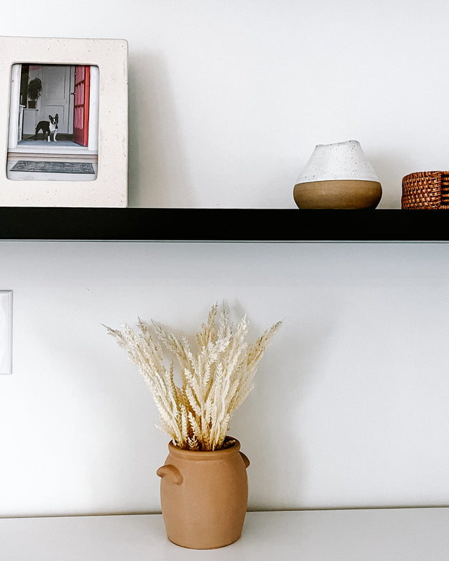 Black solid wood floating shelves