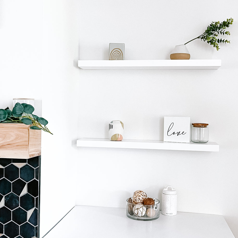White solid wood floating shelves – Waywoodhome