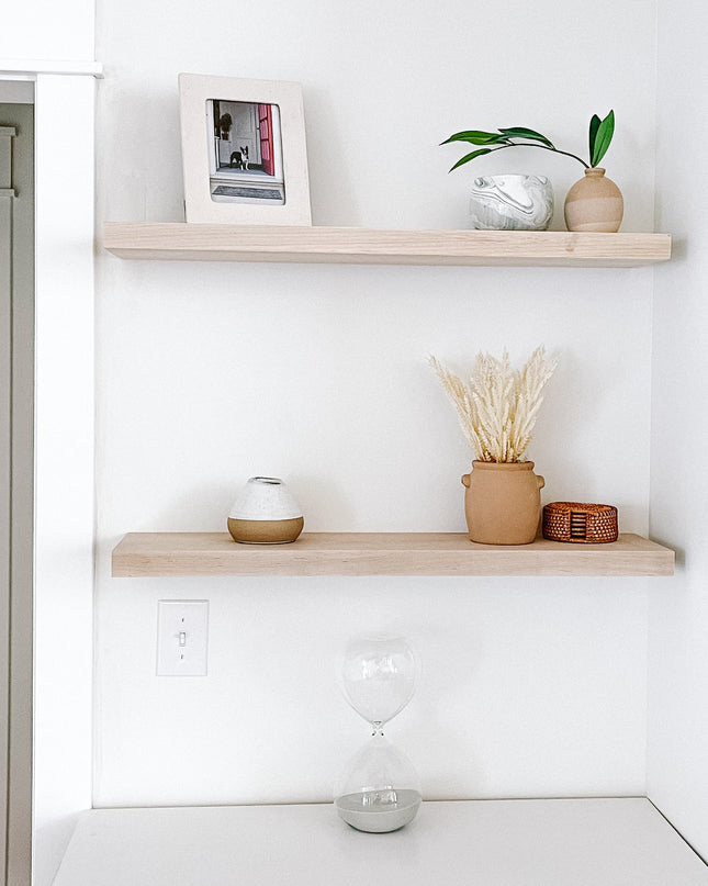 Maple floating shelves