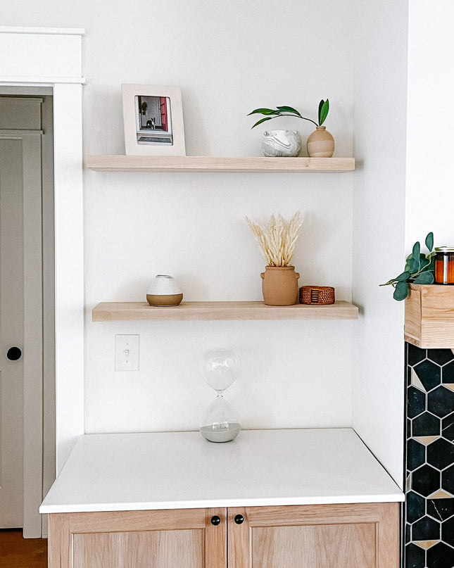 Maple floating shelves