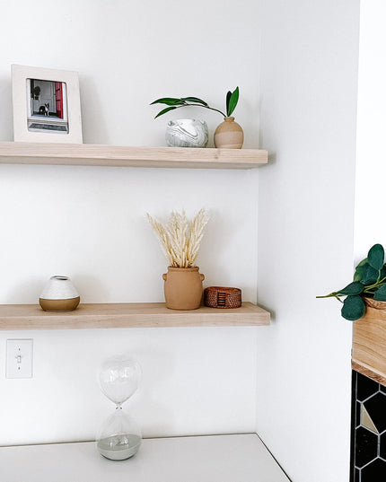 Maple floating shelves