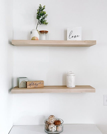 Maple floating shelves