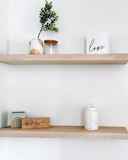 Maple floating shelves