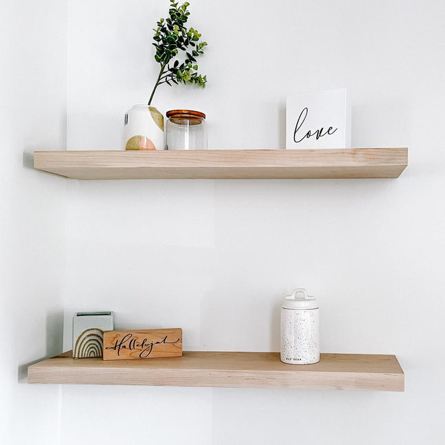 Maple floating shelves