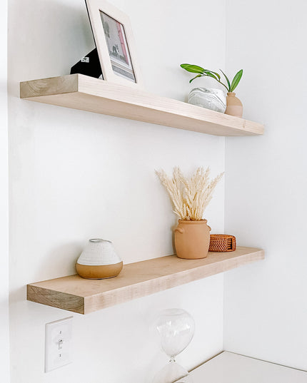 Maple floating shelves