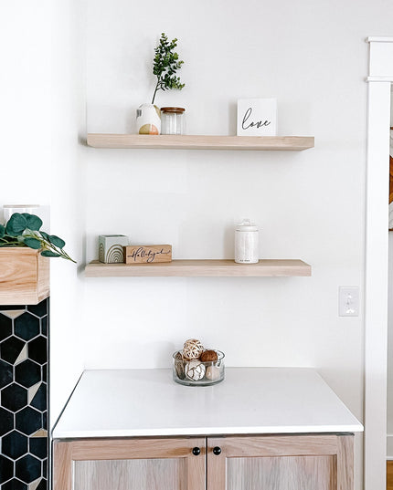 Maple floating shelves